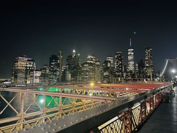 Illuminated buildings in city at night