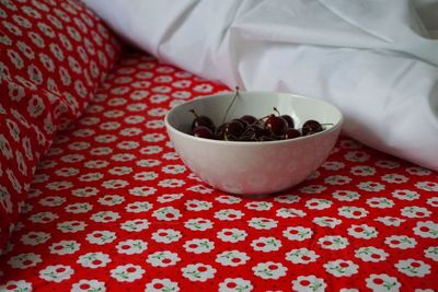 High angle view of breakfast on table