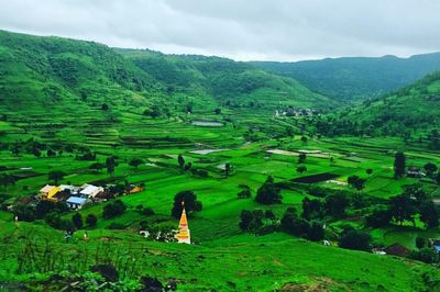 High angle view of rural landscape