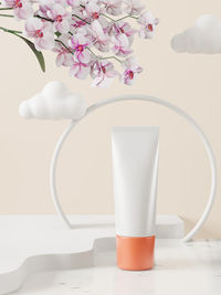 Close-up of white flower vase on table