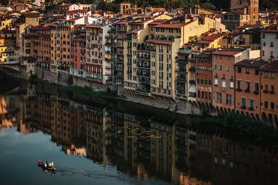 Bridge over river amidst buildings in city