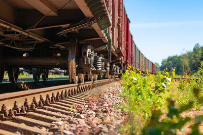 Low angle view of bridge against sky,railway train 