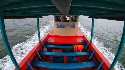 Boat sailing in sea