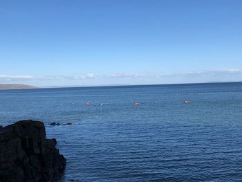Scenic view of sea against blue sky