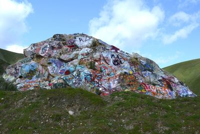Low angle view of rock art