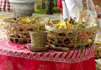 Close-up of vegetables in basket