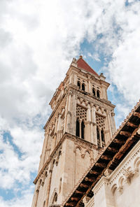 Low angle view of st. lawrence cathedral in trogir, croatia