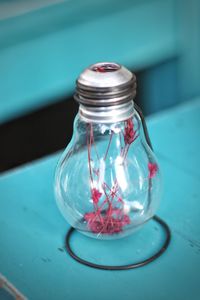 Close-up of glass jar on table