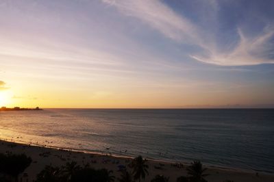 Scenic view of sea at sunset