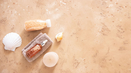 High angle view of cake on cutting board