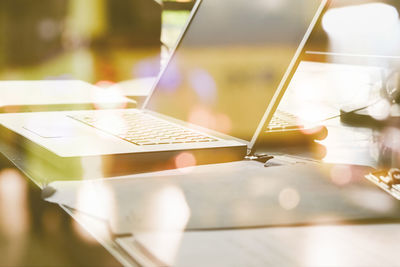 Laptop on table