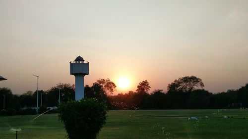 View of church at sunset