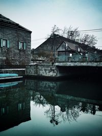 Reflection of houses in water