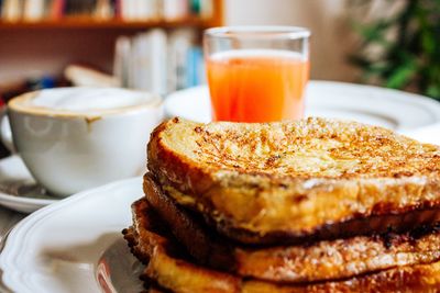 Breads served with coffee and juice