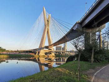 Bridge over river against sky