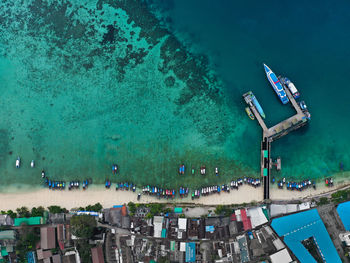 High angle view of people on beach