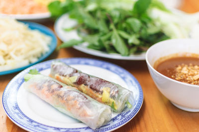 Close-up of food on table