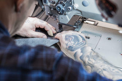 Close-up of hands working