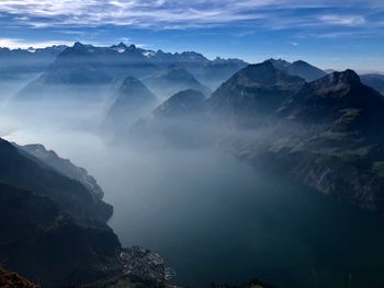 Scenic view of mountains against sky