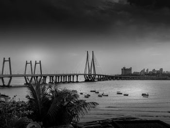 Bridge over river against sky