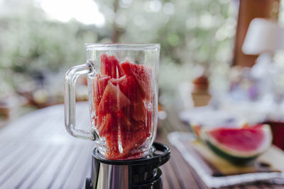 Close-up of drink in glass on table