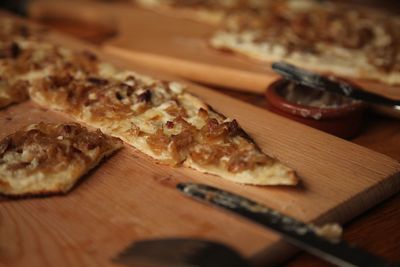 Close-up of bread on cutting board