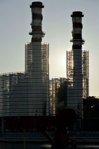 Low angle view of modern buildings against sky in city