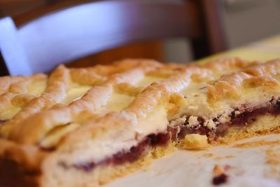 Close-up of cake slice in plate