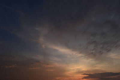 Low angle view of dramatic sky during sunset