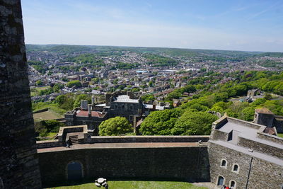 High angle view of buildings in city