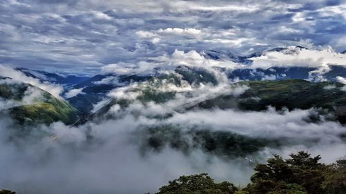 Scenic view of mountains against sky