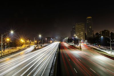 Traffic on road at night