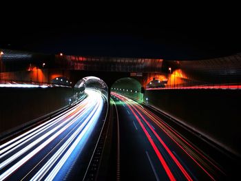 Light trails on highway at night