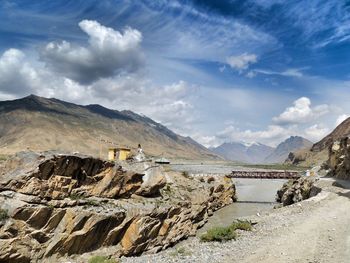 Panoramic view of landscape and mountains against sky