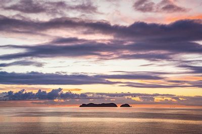 Scenic view of sea against cloudy sky