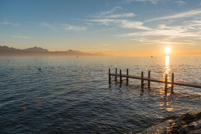 Scenic view of sea against sky during sunset