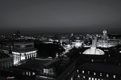 Aerial view of city at night