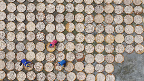 Directly above shot of people working outdoors