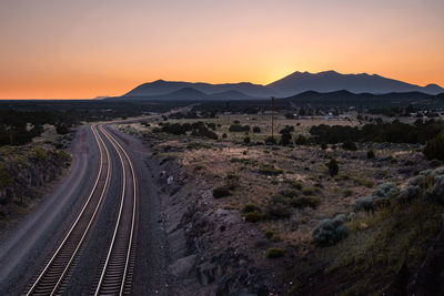 Panoramic view of road against sky during sunset