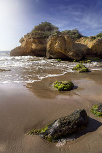 Scenic view of beach against sky