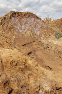 Rock formations on landscape against sky