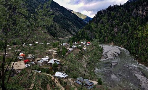 Houses at kel amidst mountains in azad kashmir