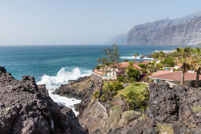 Scenic view of sea against clear sky