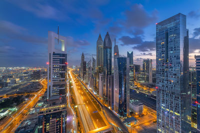 Aerial view of shaikh zayed road dubai early morning