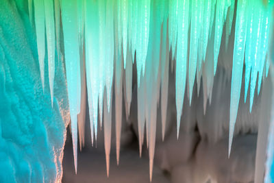 Icicles and snowflakes in an ice cave
