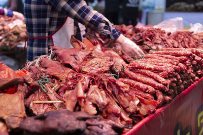 Close-up of meat for sale in market