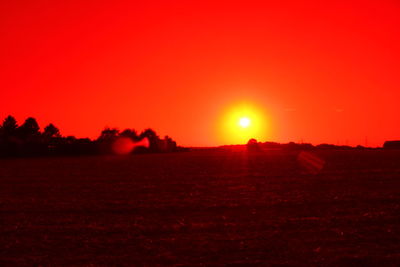 Silhouette landscape at sunset