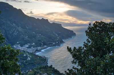 Scenic view of sea against sky during sunset