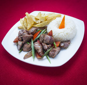 Close-up of food served in plate