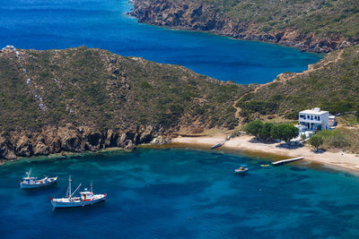 Keramidou beach on thymaina island in fourni korseon, greece.